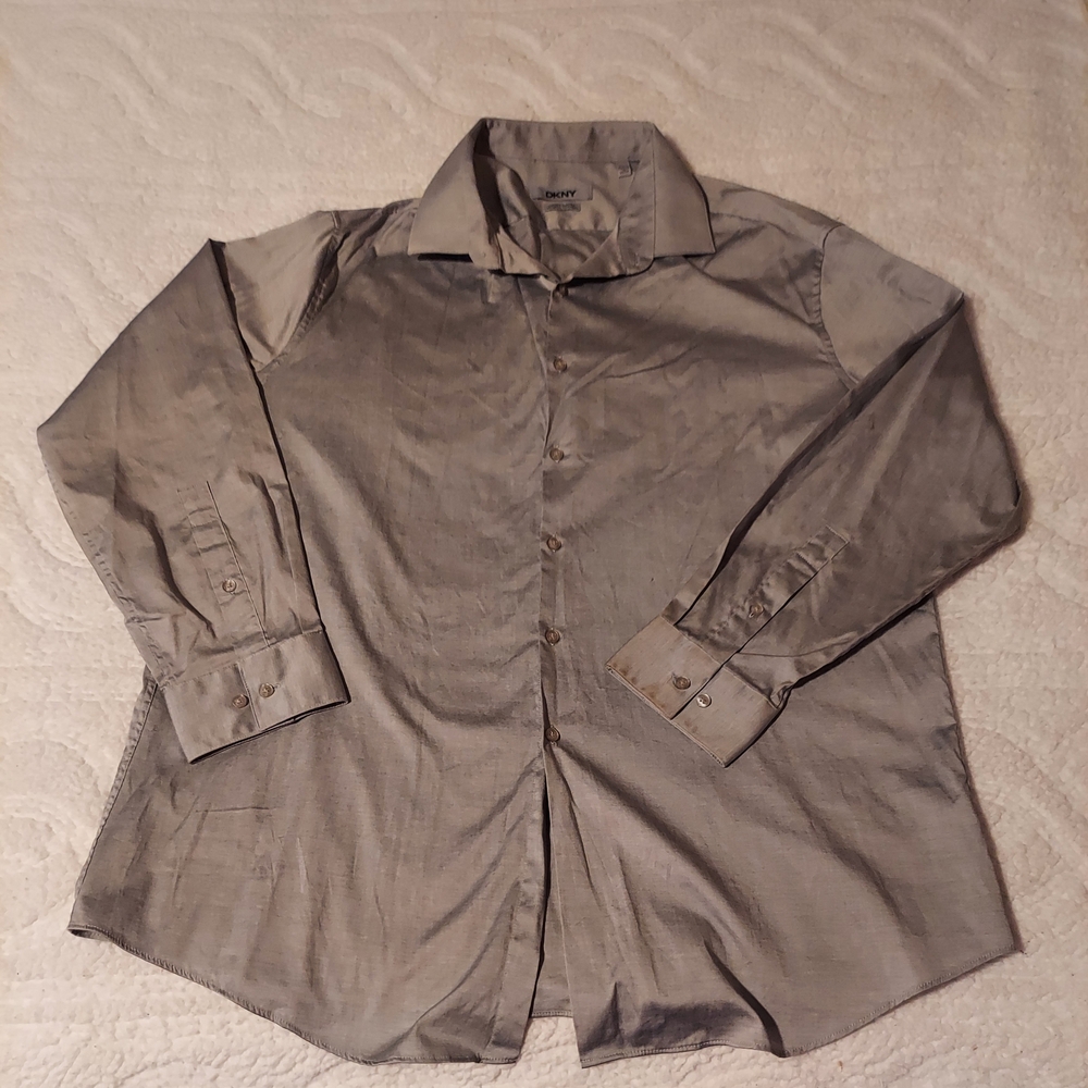 DKNY Silver Gray Dress Shirt for Men